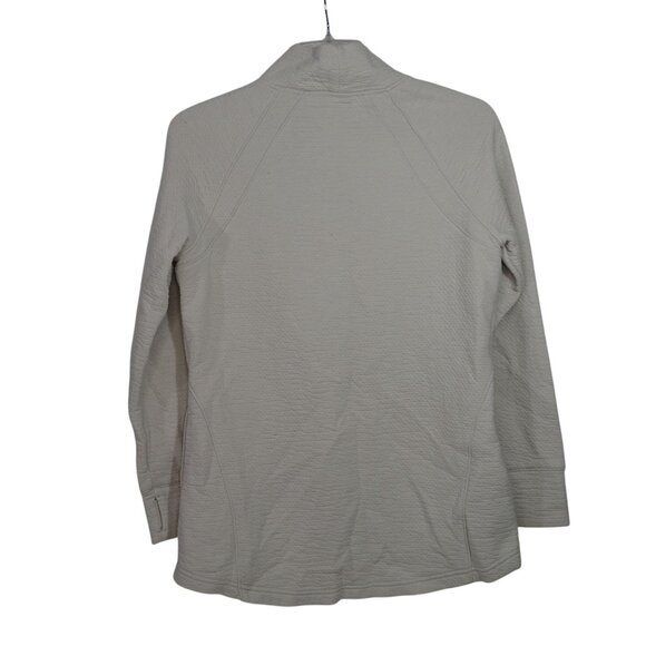 LL Bean PrimaLoft Mock Neck Textured Shirt Women Size M Off-White Cream Layering - Picture 5 of 11